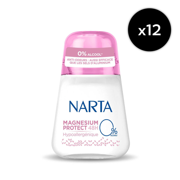 Lot de 12 - Narta Femme Déodorant Bille Magnesium Protect Hypoallergénique