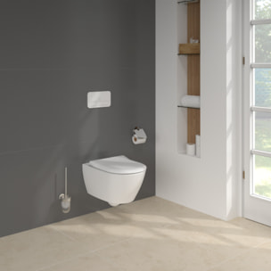Pack WC sans bride Subway 2.0 avec abattant frein de chute + bâti Viconnect PRO + plaque blanche  + Tabouret bois