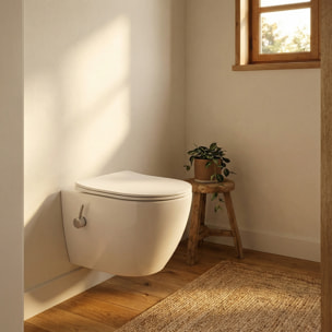 Fusion WC japonais suspendu sans bride, chasse d'eau Vortex + abattant SoftClose, blanc (SATFUS11BFC)