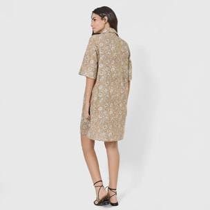 Vestido corto camisero hilo mastella ocre