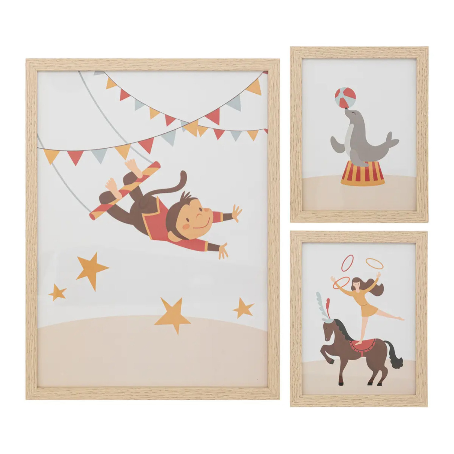 Lot de 3 cadres "Circus" en papier & bois H40cm
