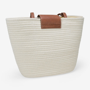 Bolso de hombro beige con solapa