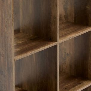 Étagère 6 cases indus "Mix N' Modul" effet bois foncé
