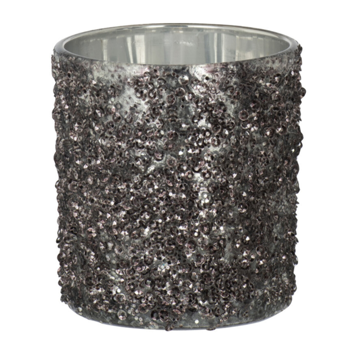 J-Line photophore Paillettes - verre - gris anthracite - small - 4 pcs