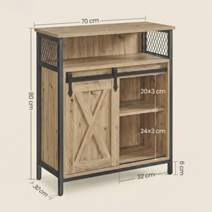 Mobiletto Credenza Industrial con Anta Scorrevole Quercia e Nero