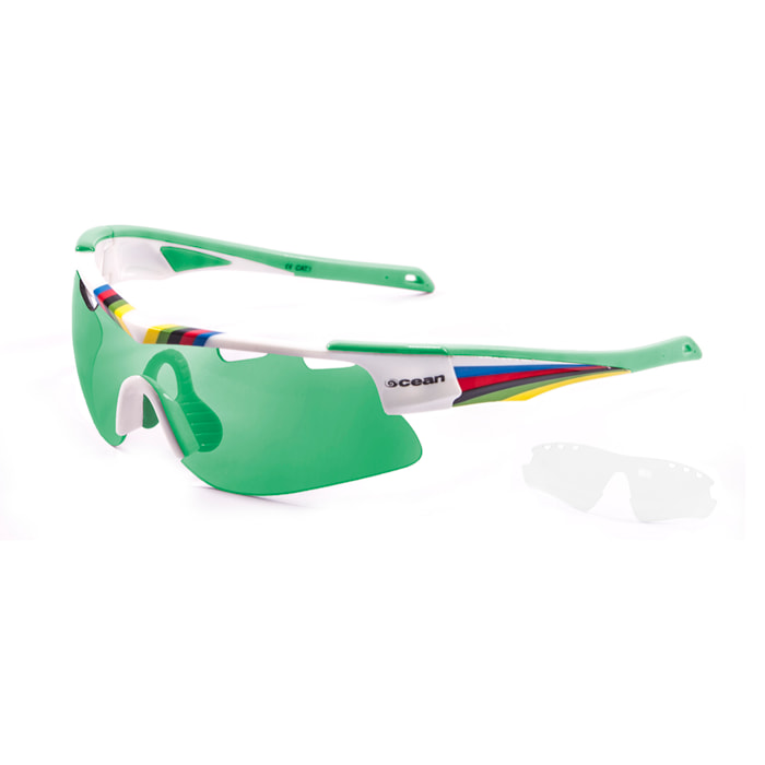 Gafas de ciclismo OCEAN ALPINE - Color blanco / Verde y campeón con lente revo verde