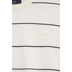 Maglietta a righe ecrù e blu marino con toppa Polo Club