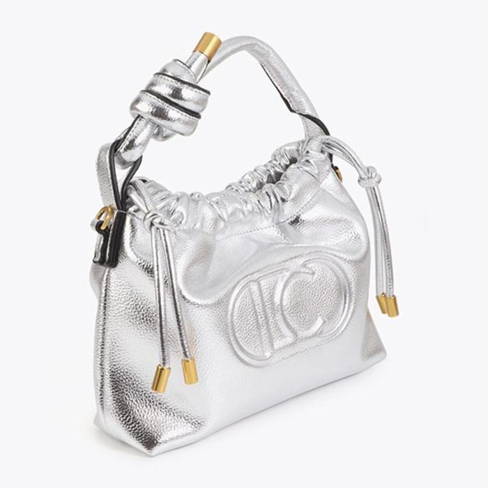 Piatto per caramelle dorato con logo ovale in rilievo