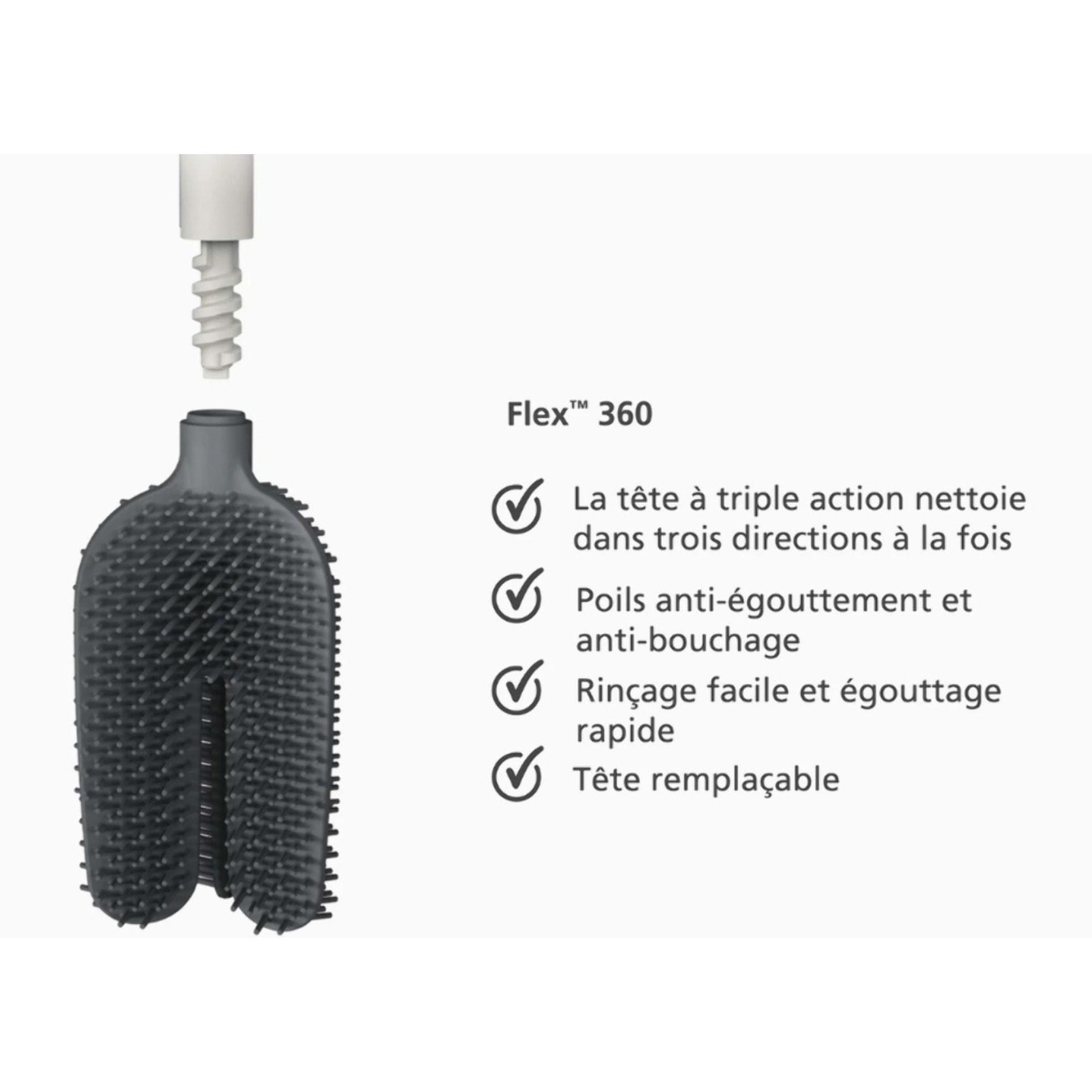 Flex™ 360 brosse WC anti gouttes, noir mat (70597)