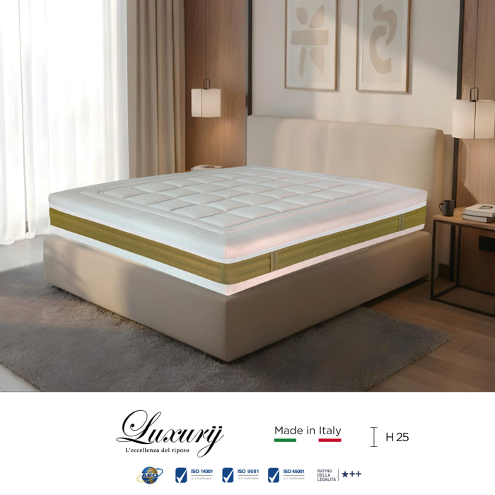 "Amalfi" H25cm 160x200 2 guanciali Memory OMAGGIO 5 strati in FOAM arrotolato