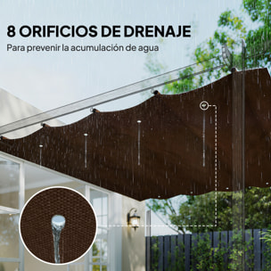 Techo de Pérgola 3x2,5 m, Techo de Repuesto Retráctil para Marco de Pérgola de 3x2 m, UV30+, Toldo de Tela Solo para Cenador Jardín con 8 Orificios de Drenaje, Café