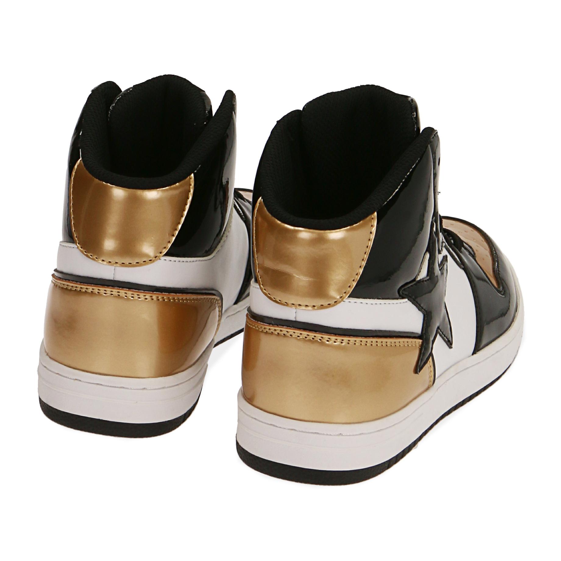 Sneakers in vernice nero/oro