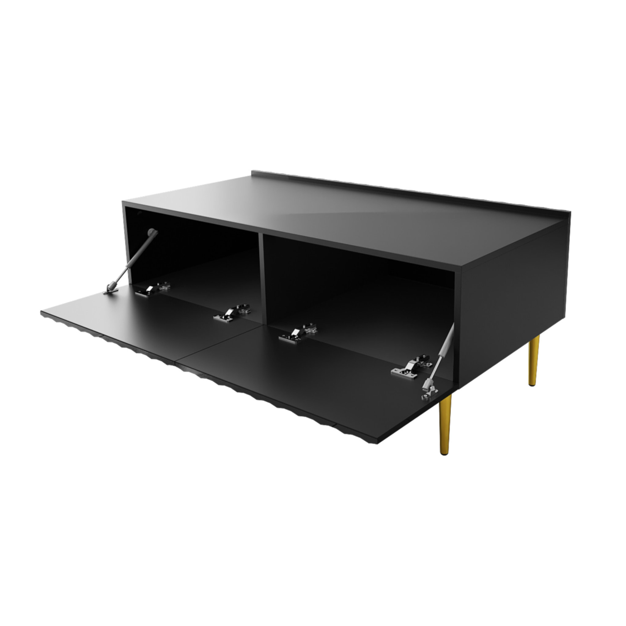 Ambre - table basse - 2 portes - 120 cm - Noir / Doré