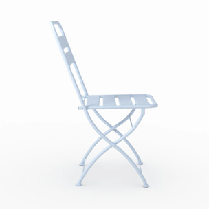 Lot de 2 chaises de jardin en métal bleu pastel, pliantes - Yumi