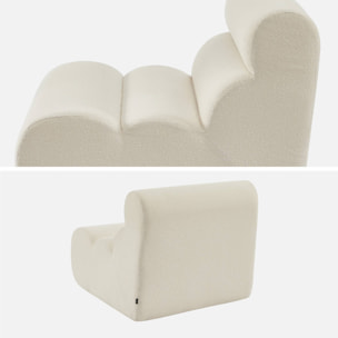 Chauffeuse bouclette texturée blanc 1 place - L 81 x P 99 x H 81cm - Nova