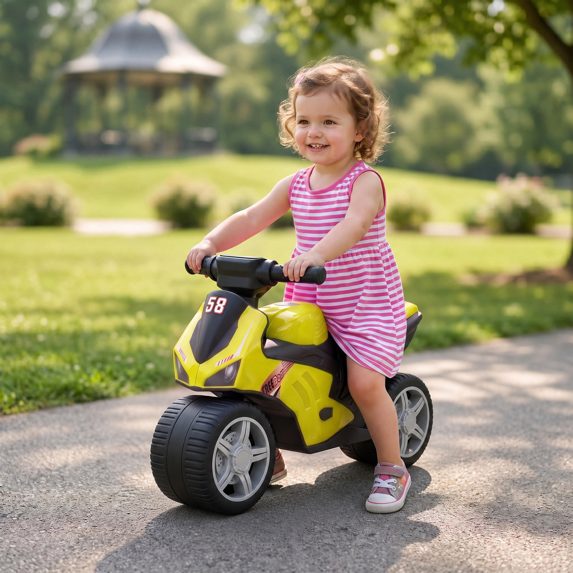 Bicicleta sin Pedales, Moto Correpasillos con Música y Ruedas Extra Anchas, Bicicleta de Equilibrio para Niños y Niñas de 18 a 36 Meses, Verde