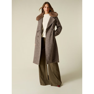 Oltre - Cappotto doppiopetto mélange misto lana - Beige