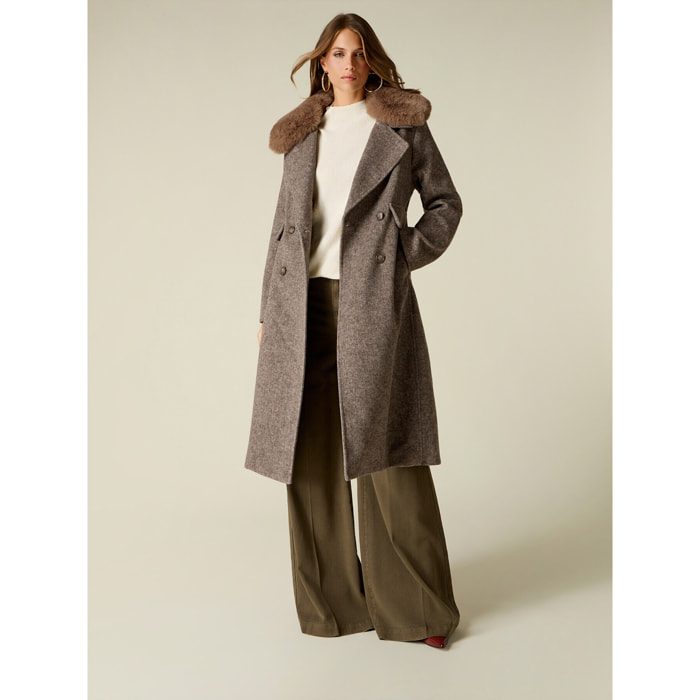 Oltre - Cappotto doppiopetto mélange misto lana - Beige