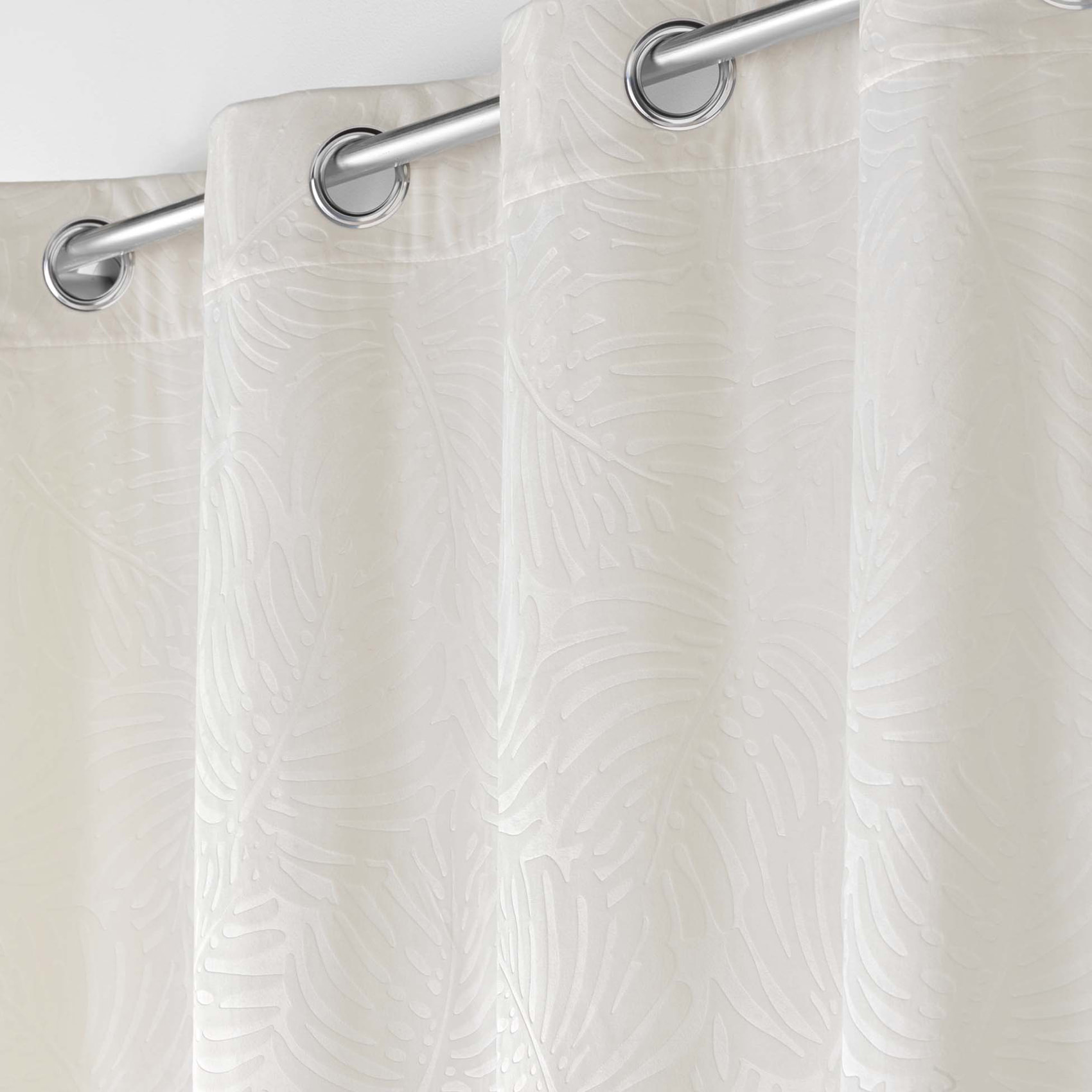 Rideau occultant en velours feuilles de monstera - Naturel