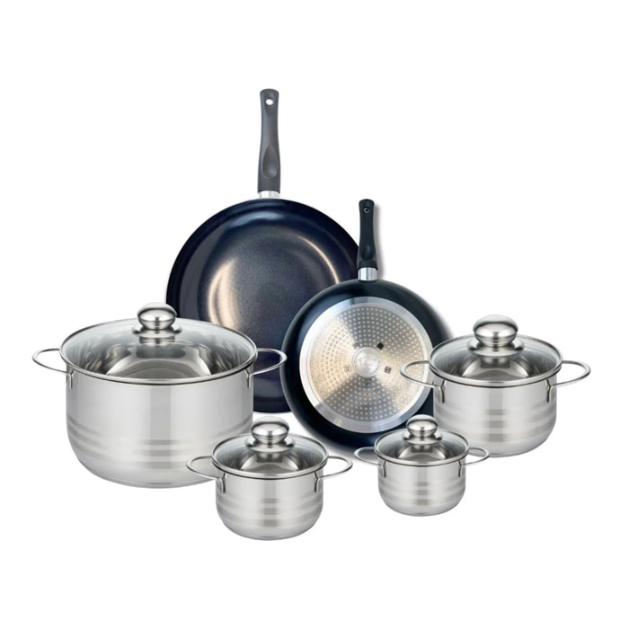 Ensemble de 2 Poêles de cuisson 24 et 28 cm et 4 faitouts 12, 14, 16 et 24 cm Elo Prima Brillant