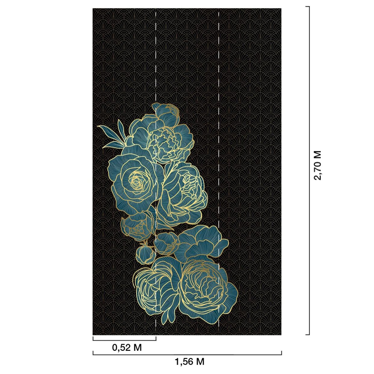 Papier peint, rose bleue Intissé