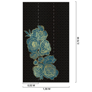 Papier peint, rose bleue Intissé
