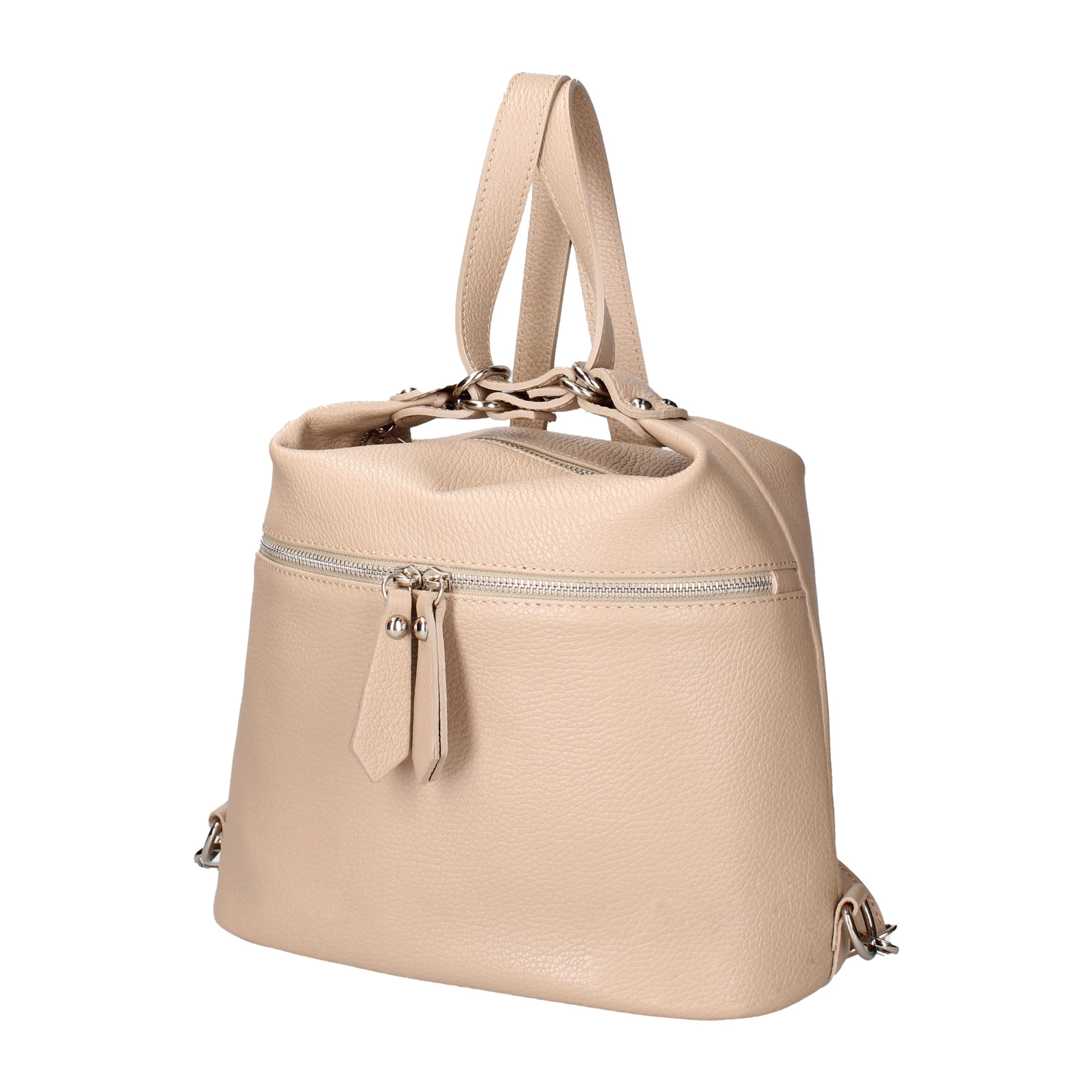 Borsa a spalla convertibile in zaino Bianca da donna In Vera pelle Made in Italy 30x26x9 cm