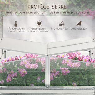 Mini serre de jardin carré potager 2 lucarnes dim. 126L x 107l x 67H cm alliage alu. acier galvanisé ondulé polycarbonate