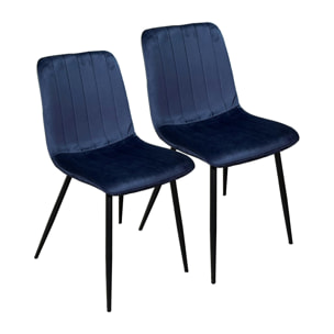 Chaise à rayures velours bleu foncé (lot de 2) MALANG