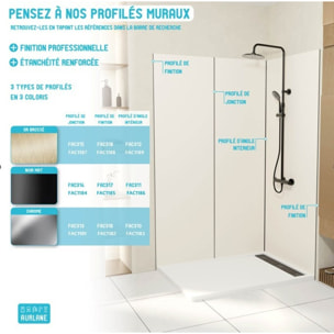 2 profilés muraux de finition en aluminium Chrome H250 cm compatible avec WALL'IT et STONE'IT