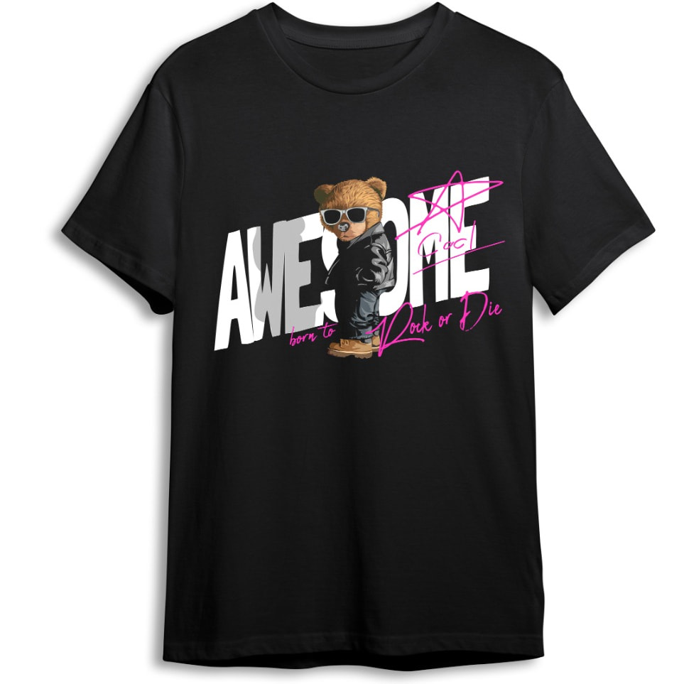 CAMISETA ROCK OR DIE CHICO AWESOME BEAR TALLA L