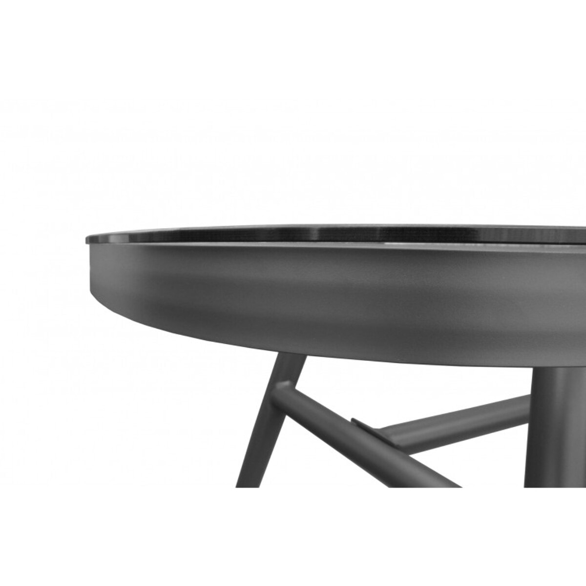 Table de jardin plateau en verre trempé et piétement en métal brossé - TAHITI