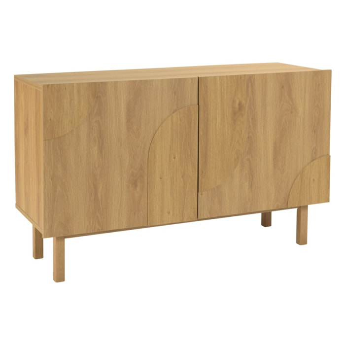 ETHAN - Buffet couleur naturelle 2 portes décor motif arrondi