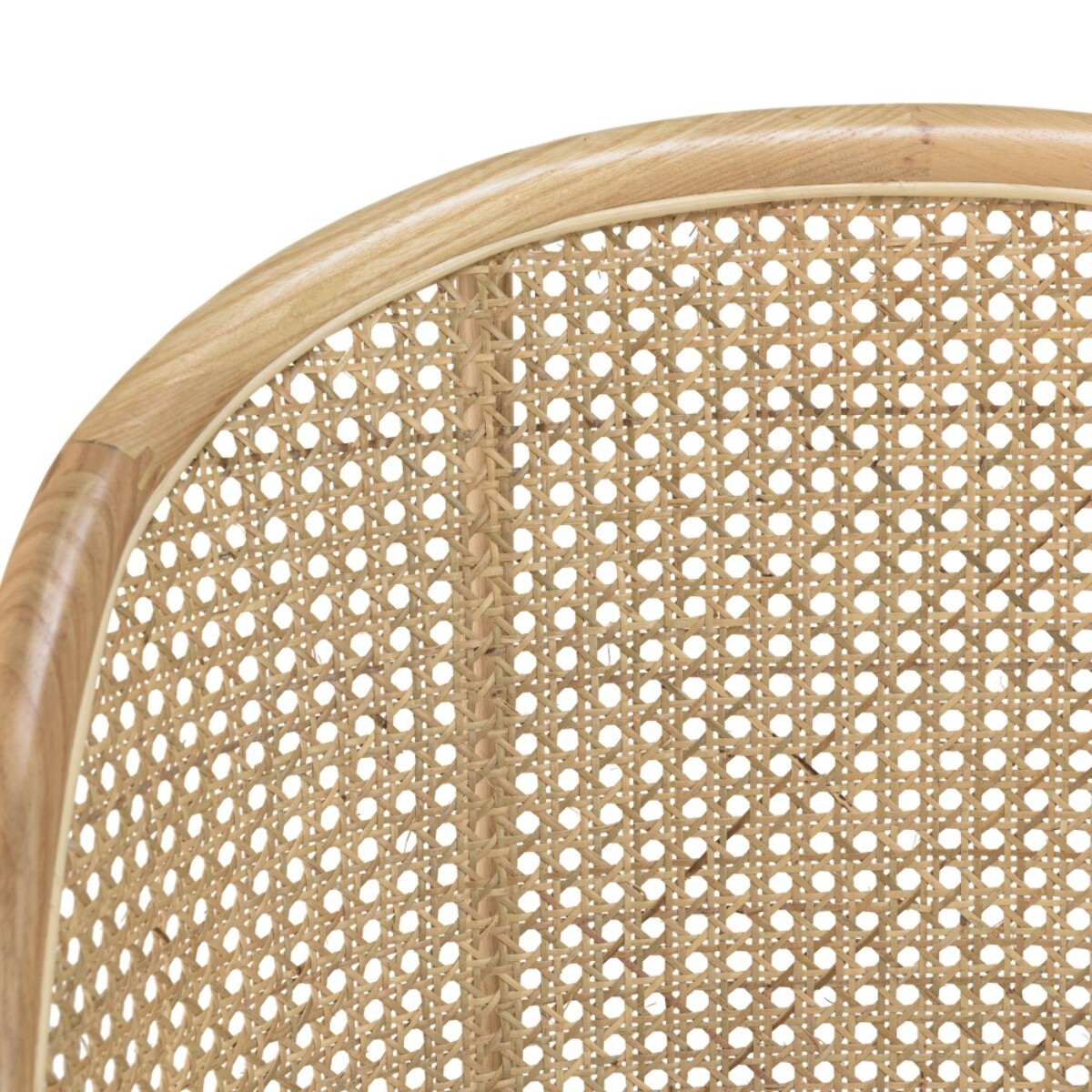 AGATHE - Chaise bois d'Hévéa assise tissu blanc dossier arrondi rotin