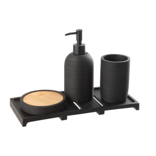 J-Line distributeur de savon On Tray - polyrésine - noir/naturel