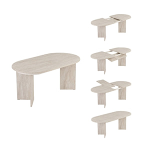 Table repas extensible en bois 160/200 cm "Sorell" - 8 places - Travertin