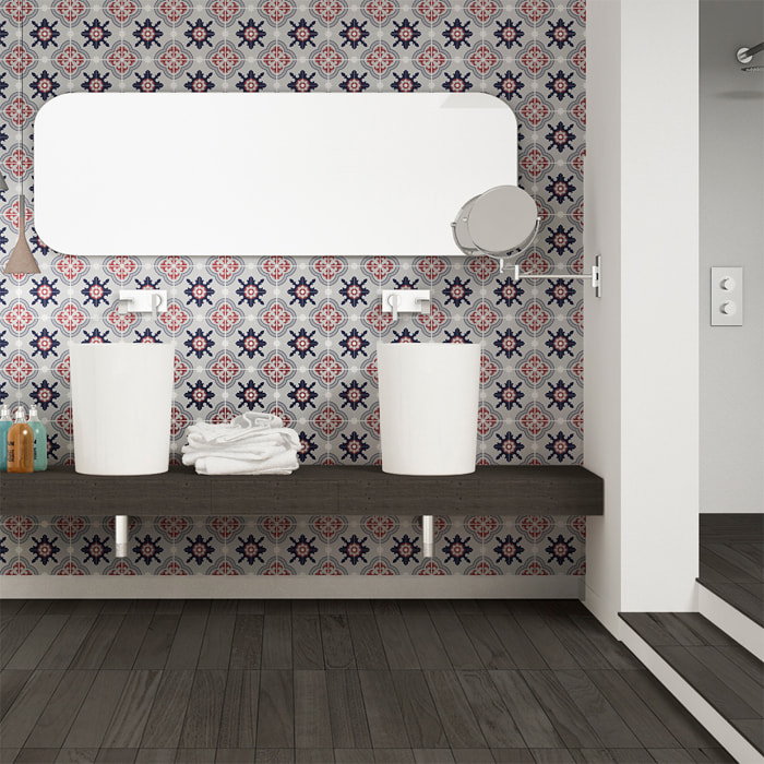 Stickers muraux - Sticker Mural Carrelage adhésif Cuisine Salle de Bain - 60 STICKERS CARRELAGES AZULEJOS ABDERA