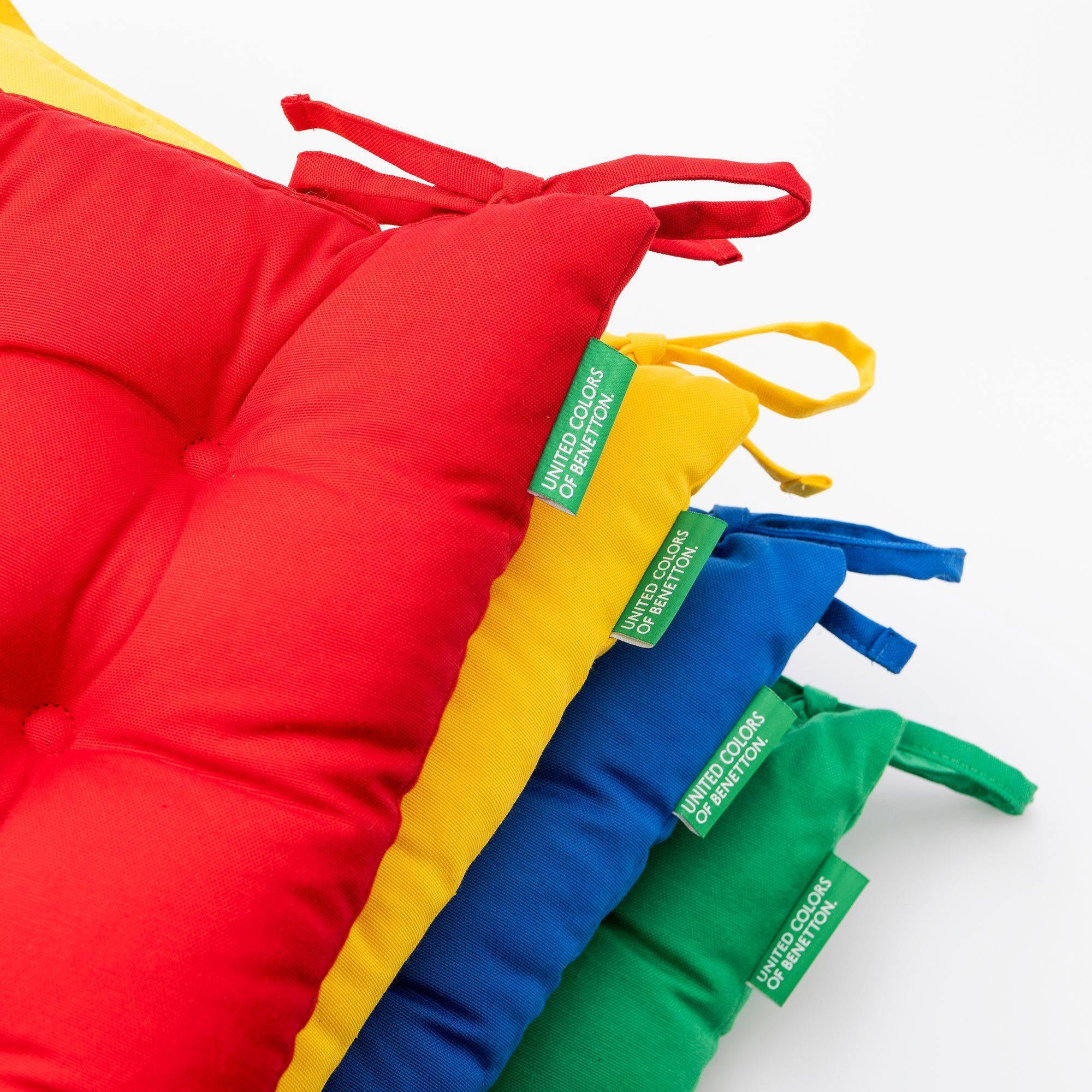 Caja de 12pc cojín para silla de jardín 40x40cm (3 rojos + 3 azules + 3 verdes + 3 amarillos) 250GSM 65%Algodón 35%Poliéster