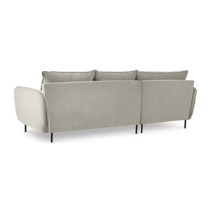 Canapé d'angle gauche "Vienna" 5 places en velours beige