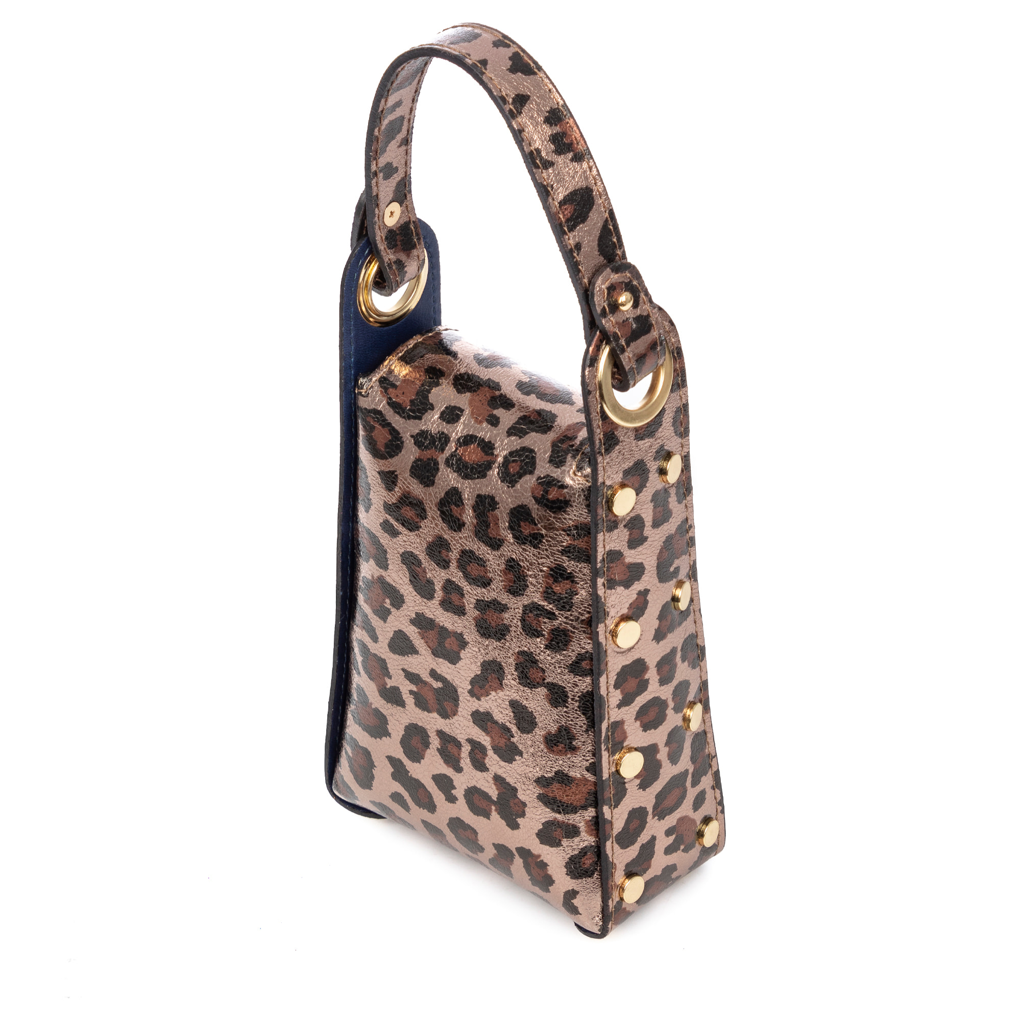 Alviano bolso de mano mujer. Piel auténtica Gamuza con estampado animal print leopardo lacada brillante.