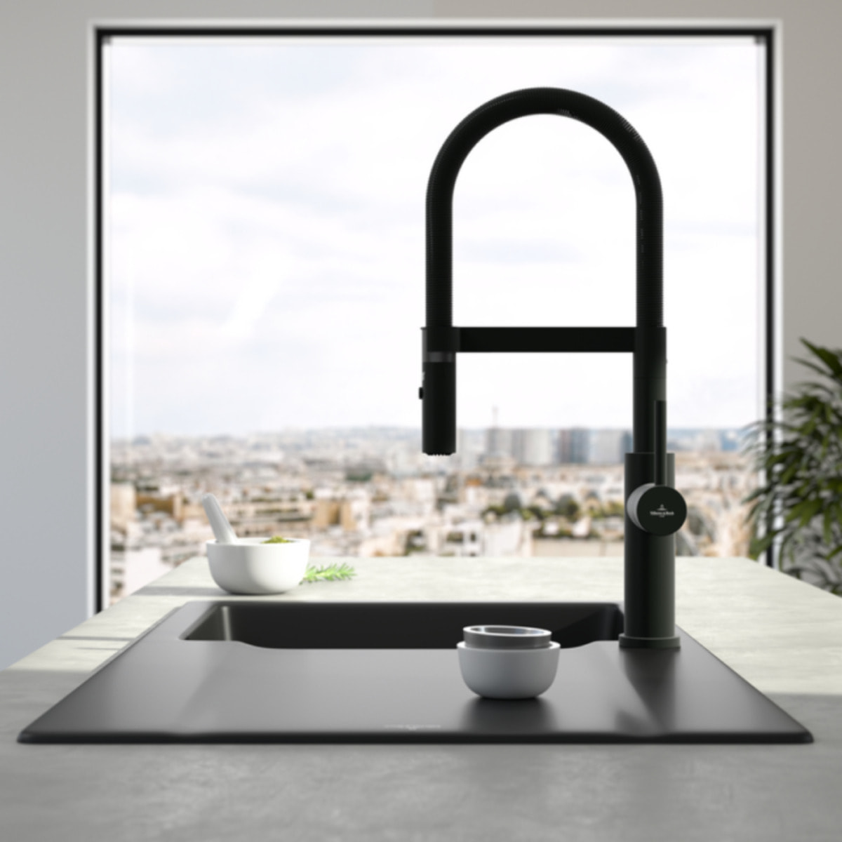 Robinet cuisine semi-pro Steel expert 2.0 noir mat
