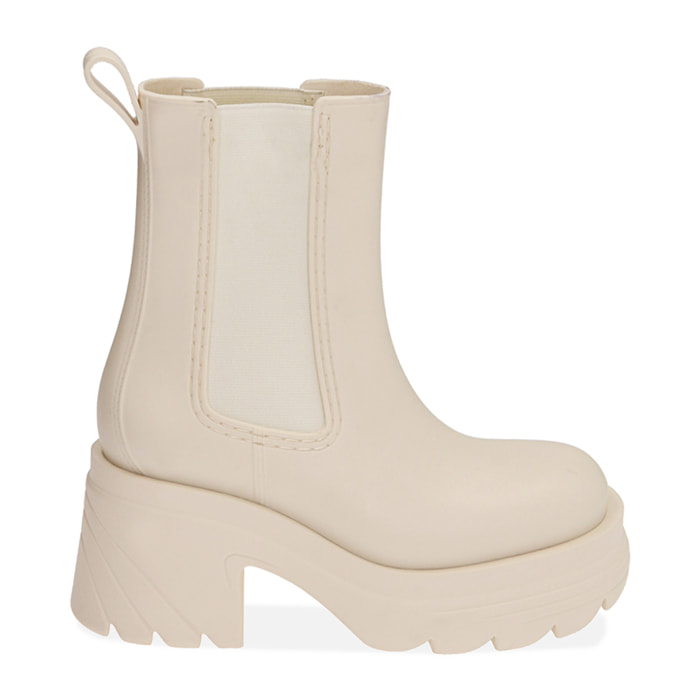 Chelsea boots da pioggia panna in pvc