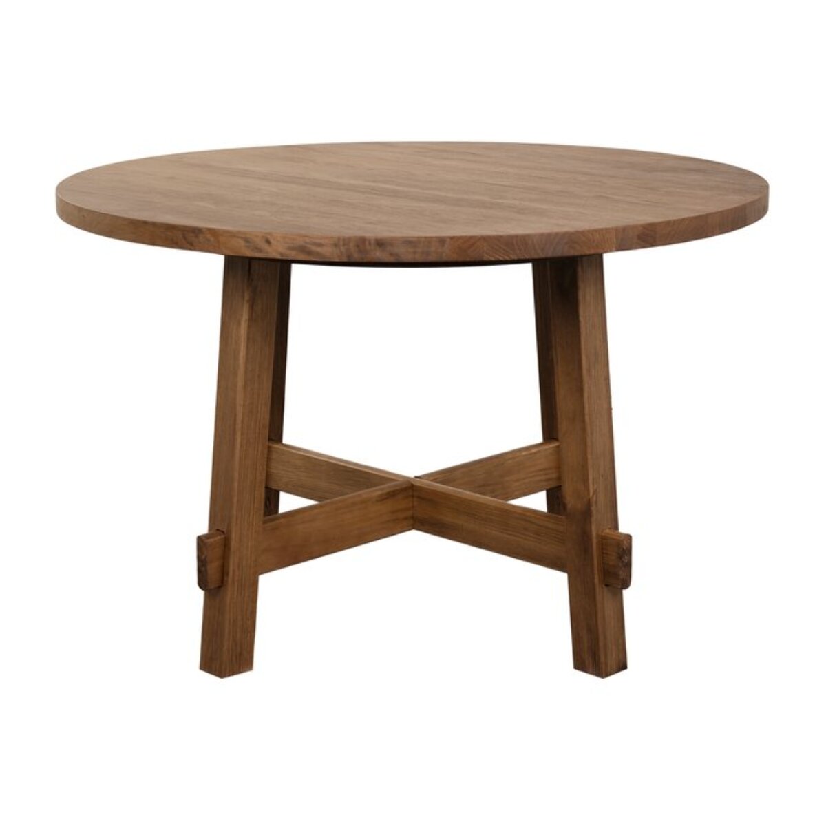 Table à manger Nevile -bois massif d'araucaria-couleur noyer 120 x 78 x 120 cm