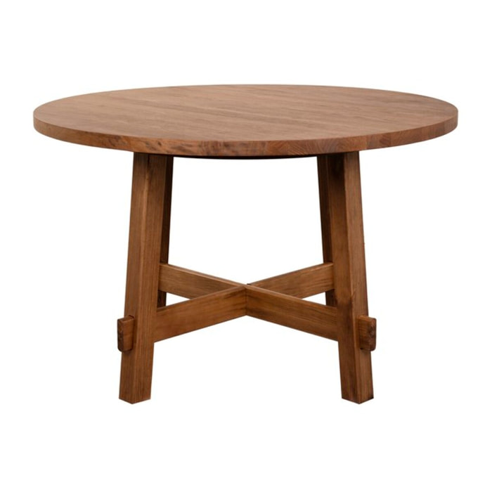 Table à manger Nevile -bois massif d'araucaria-couleur noyer 120 x 78 x 120 cm