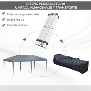 Carpa Plegable Gazebo 6x3 m Cenador Plegable con Altura Ajustable en 3 Niveles Toldo Anti-UV y Bolsa de Transporte para Camping Fiestas Gris Claro