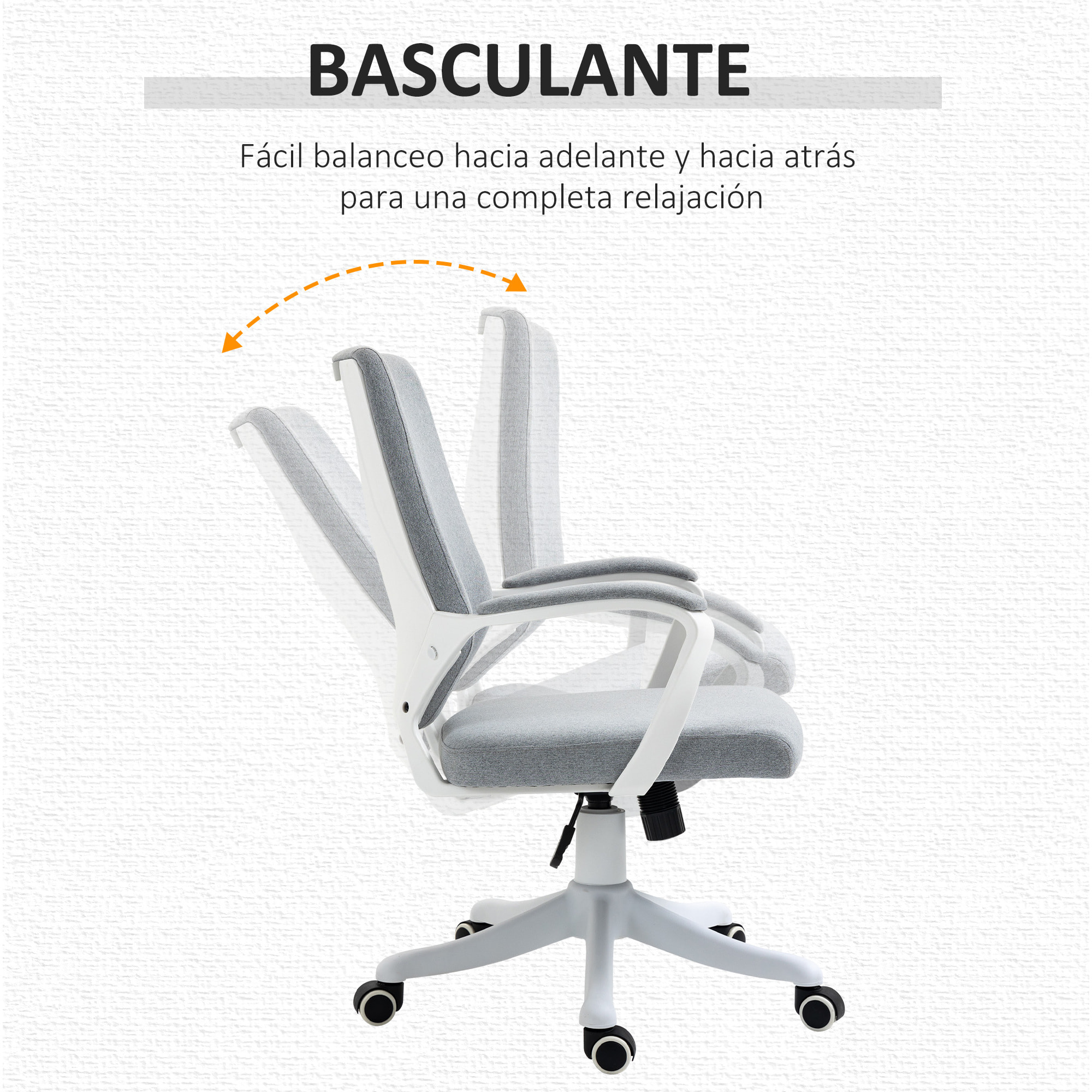 Silla de Oficina Giratoria Silla de Escritorio Ergonómica con Altura Ajustable Reposabrazos Acolchado y Soporte Lumbar Carga Máx. 120 kg 62x69x92-100 cm Gris