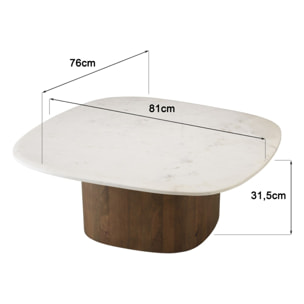 JAMES - Table basse 80x75cm plateau marbre blanc de Banswara