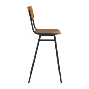 Lot de 2 chaises de bar 75 cm en bois - Clem