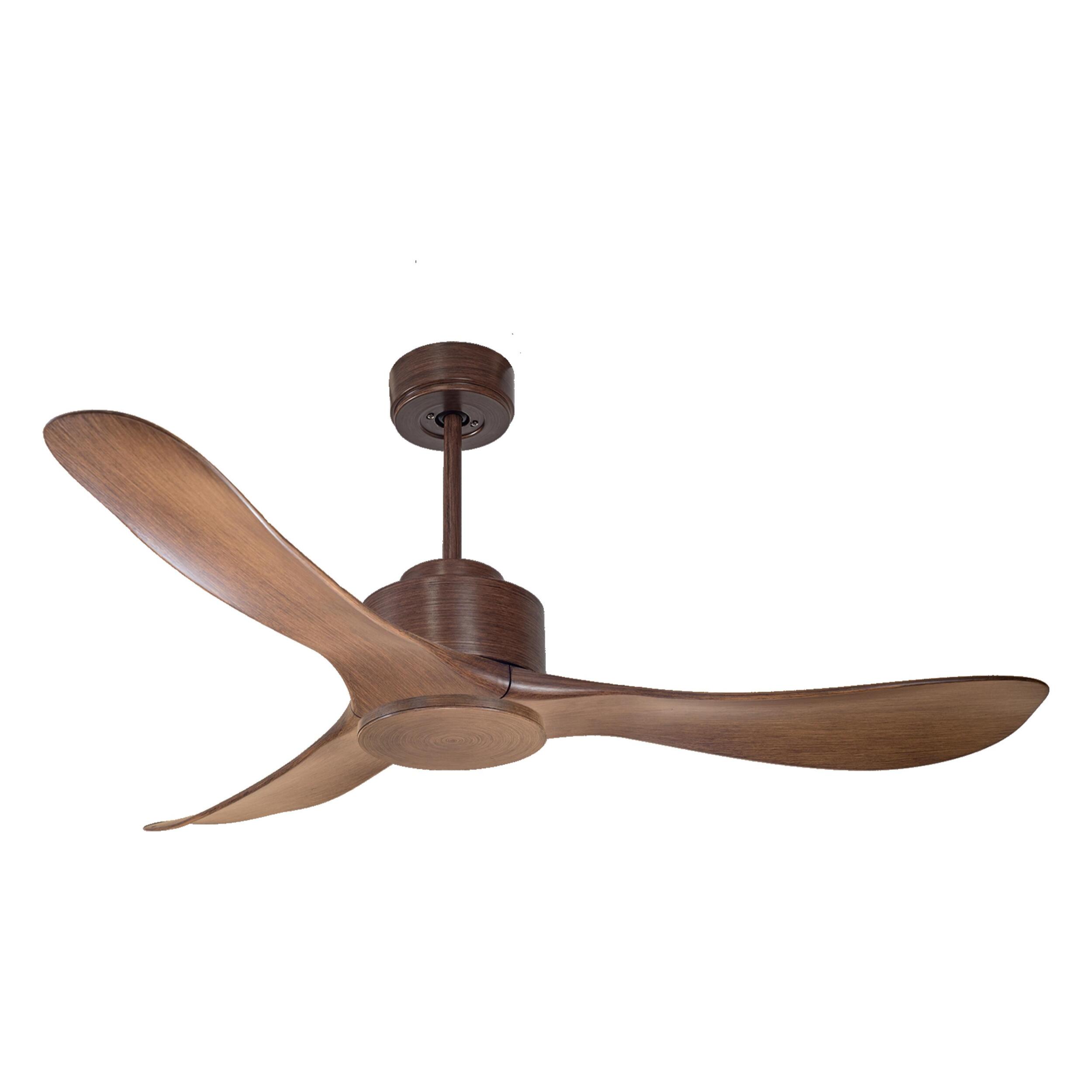 Ventilateur de plafond Réversible Lumière  Thermostat Wifi Moteur à courant continu Toits en pente Télécommande Hypersilence Mémoire Shopify Vendible (AUTOMATIQUE) 40   W brun