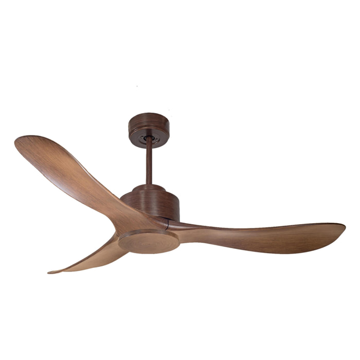 Ventilateur de plafond Réversible Lumière  Thermostat Wifi Moteur à courant continu Toits en pente Télécommande Hypersilence Mémoire Shopify Vendible (AUTOMATIQUE) 40   W brun